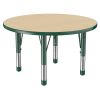 36" Round Thermofused Woodgrain Activity Table with Adjustable Chunky Legs - Maple/Green