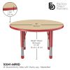 36" Round Thermofused Woodgrain Activity Table with Adjustable Chunky Legs - Maple/Red