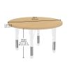 36" Round Thermofused Woodgrain Activity Table with Adjustable Chunky Legs - Maple/White