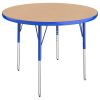36" Round Activity Table with Adjustable Swivel Glide Legs - Maple/Blue