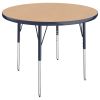 36" Round Activity Table with Adjustable Swivel Glide Legs - Maple/Navy