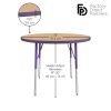 36" Round Activity Table with Adjustable Swivel Glide Legs - Maple/Purple