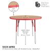 36" Round Activity Table with Adjustable Swivel Glide Legs - Maple/Red