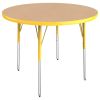 36" Round Activity Table with Adjustable Swivel Glide Legs - Maple/Yellow
