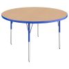 48" Round La Madera Activity Table with Standard Legs - Maple/Blue