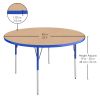 48" Round La Madera Activity Table with Standard Legs - Maple/Blue