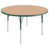 48" Round La Madera Activity Table with Standard Legs - Maple/Green