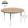 48" Round La Madera Activity Table with Standard Legs - Maple/Green