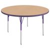 48" Round La Madera Activity Table with Standard Legs - Maple/Purple