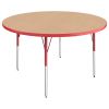 48" Round La Madera Activity Table with Standard Legs - Maple/Red