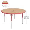 48" Round La Madera Activity Table with Standard Legs - Maple/Red