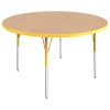48" Round La Madera Activity Table with Standard Legs - Maple/Yellow