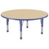 48" Round Woodgrain Activity Table with Adjustable Chunky Legs - Maple/Blue