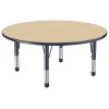 48" Round Woodgrain Activity Table with Adjustable Chunky Legs - Maple/Navy