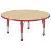 48" Round Woodgrain Activity Table with Adjustable Chunky Legs - Maple/Red