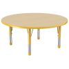 48" Round Woodgrain Activity Table with Adjustable Chunky Legs - Maple/Yellow