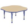 48" x 48" Clover Thermofused Woodgrain Activity Table with Adjustable Chunky Legs - Maple/Blue