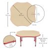 48" x 48" Clover Thermofused Woodgrain Activity Table with Adjustable Chunky Legs - Maple/Red