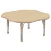 48" x 48" Clover Thermofused Woodgrain Activity Table with Adjustable Chunky Legs - Maple/Sand