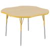 48" x 48" Clover Thermofused Woodgrain Activity Table with Adjustable Standard Legs - Maple/Yellow