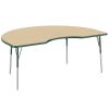 48" x 72" Kidney La Madera Activity Table with Standard Legs - Maple/Green