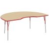 48" x 72" Kidney La Madera Activity Table with Standard Legs - Maple/Red