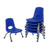 8" Stack Chair with Ball Glides, 6-Piece - Blue