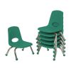 8" Stack Chair with Ball Glides, 6-Piece - Green