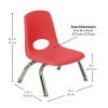 8" Stack Chair with Swivel Glides, 6-Piece - Red