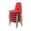 8" Stack Chair with Swivel Glides, 6-Piece - Red