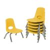 8" Stack Chair with Swivel Glides, 6-Piece - Yellow