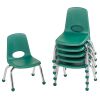 10" Stack Chair with Ball Glides, 6-Piece - Green