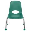 10" Stack Chair with Ball Glides, 6-Piece - Green