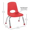 10" Stack Chair with Ball Glides, 6-Piece - Red