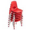 10" Stack Chair with Ball Glides, 6-Piece - Red