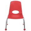 10" Stack Chair with Ball Glides, 6-Piece - Red