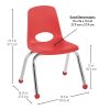 12" Stack Chair with Ball Glides, 6-Pack - Red