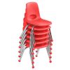 12" Stack Chair with Ball Glides, 6-Pack - Red