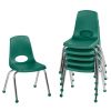 14" Stack Chair with Ball Glides, 6-Pack - Green
