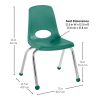14" Stack Chair with Ball Glides, 6-Pack - Green