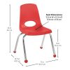 14" Stack Chair with Ball Glides, 6-Pack - Red