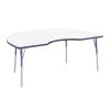 48" x 72" Kidney Dry-Erase Activity Table with Adjustable Standard Swivel Glide Legs -Whiteboard/Purple