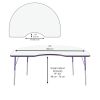 48" x 72" Kidney Dry-Erase Activity Table with Adjustable Standard Swivel Glide Legs -Whiteboard/Purple