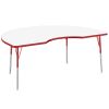 48" x 72" Kidney Dry-Erase Activity Table with Adjustable Standard Swivel Glide Legs - Whiteboard/Red