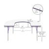 60" x 66" Horseshoe Dry-Erase Activity Table with Adjustable Standard Swivel Glide Legs -Whiteboard/Purple