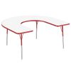 60" x 66" Horseshoe Dry-Erase Activity Table with Adjustable Standard Swivel Glide Legs - Whiteboard/Red