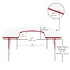 60" x 66" Horseshoe Dry-Erase Activity Table with Adjustable Standard Swivel Glide Legs - Whiteboard/Red