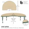 48" x 72" Kidney Woodgrain Activity Table with Adjustable Chunky Legs - Maple/Green