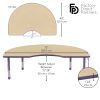48" x 72" Kidney Woodgrain Activity Table with Adjustable Chunky Legs - Maple/Purple