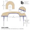 60" x 66" Horseshoe T-Molding Activity Table with Adjustable Standard Swivel Glide Legs - Maple/Blue